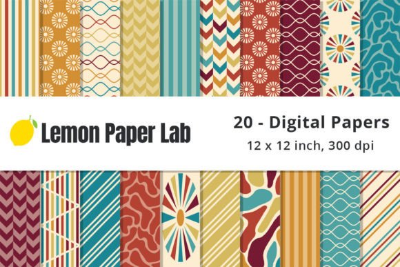 Download Retro Fall Digital Patterns - Digital pattern Collection