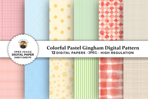 Download Colorful Pastel Gingham Digital Patterns - Digital pattern Collection