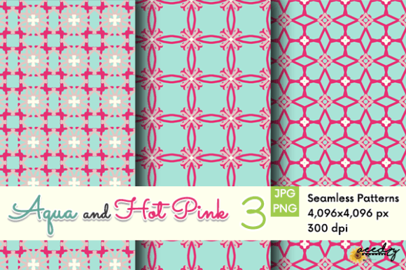 Download Aqua and Hot Pink Patterns Set - Pink patterns Collection
