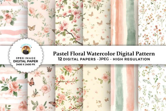 Download Pastel Floral Watercolor Digital Pattern - Digital pattern Collection