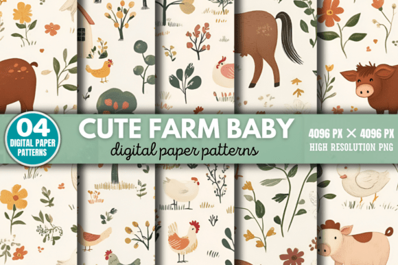 Download Cute Farm Baby Pattern Digital Pattern 2 - Digital pattern Collection