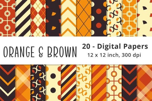 Download Orange and Brown Digital Pattern Paper - Digital pattern Collection