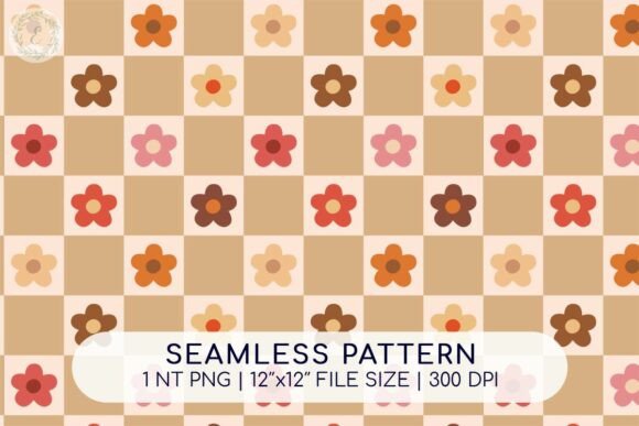 Download Retro Flowers Checker Seamless Pattern - Check Collection