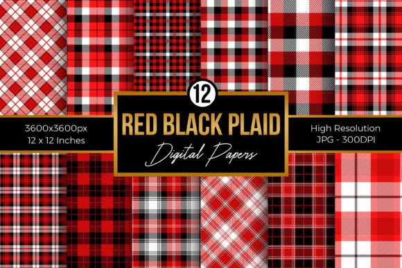 Download Red and Black Plaid Digital Papers Pack - Red and black Collection