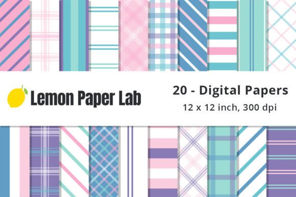 Download Pastel Plaid and Stripe Digital Patterns - Digital pattern Collection