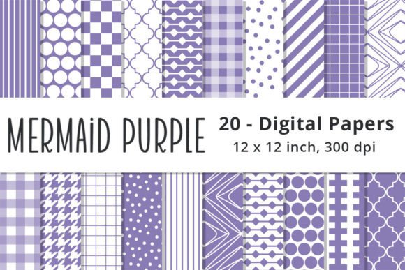 Download Mermaid Purple Digital Pattern Papers - Digital pattern Collection