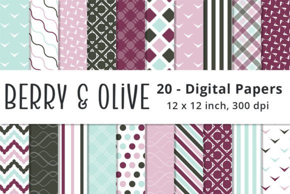 Download Printable Pink &amp; Mint Digital Patterns - Digital pattern Collection